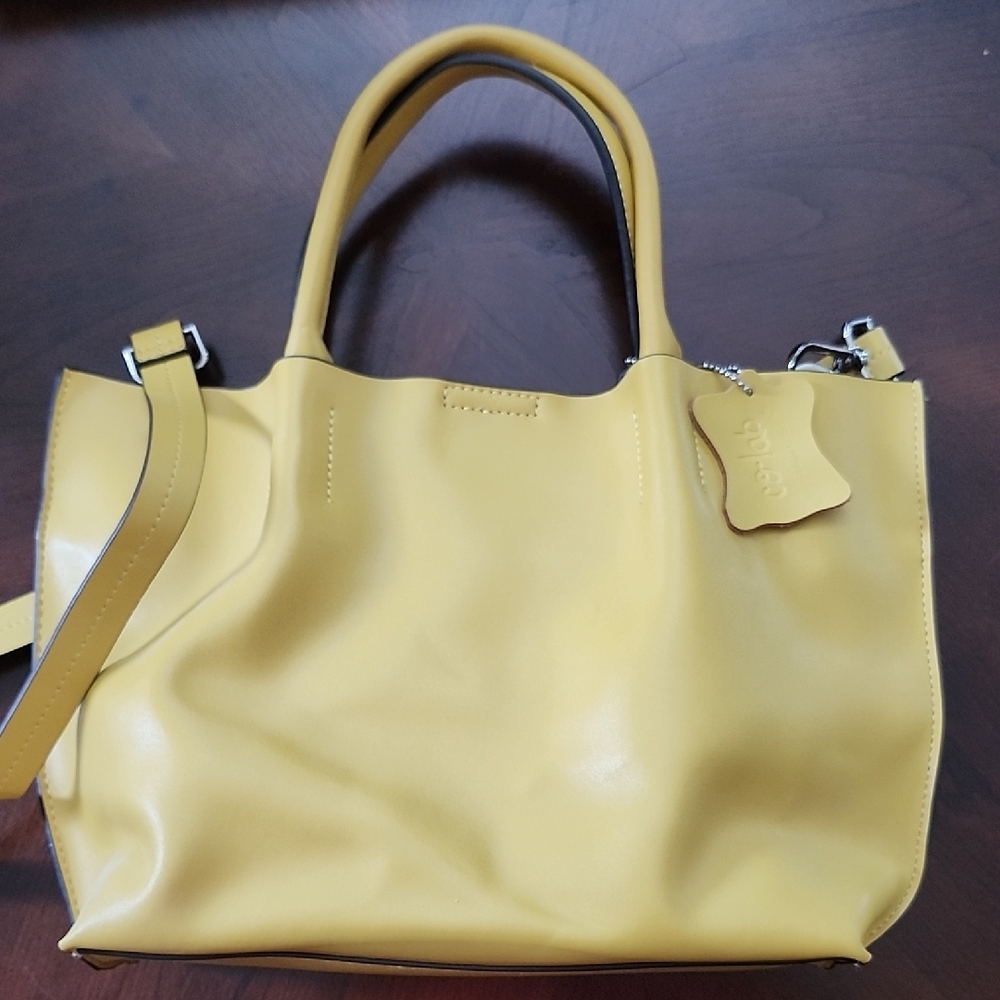 Yellow Tote Bag with Double Handles, Roomy Design, and Detachable Insert
